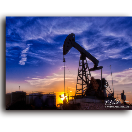 Something so intense about a shadowy pump jack and blue sunset. Intensity by Bob Callender