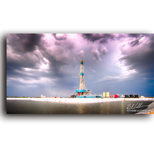 A rig storm photo as you see Stormy Reflections in the water. By Bob Callender