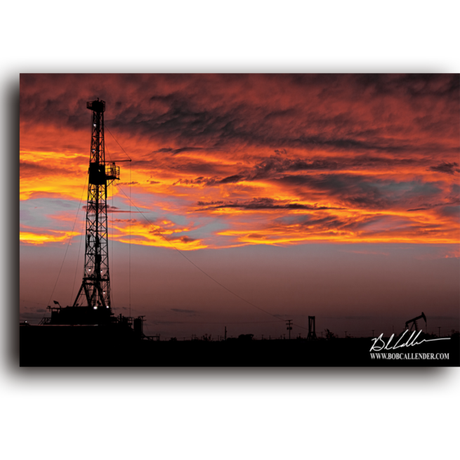 A rig at sunset does not stop as the show must go on. Photo by Bob Callender